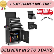 5-Drawer Rolling Tool Chest with Lockable Wheel, Detachable Top Box and Cart