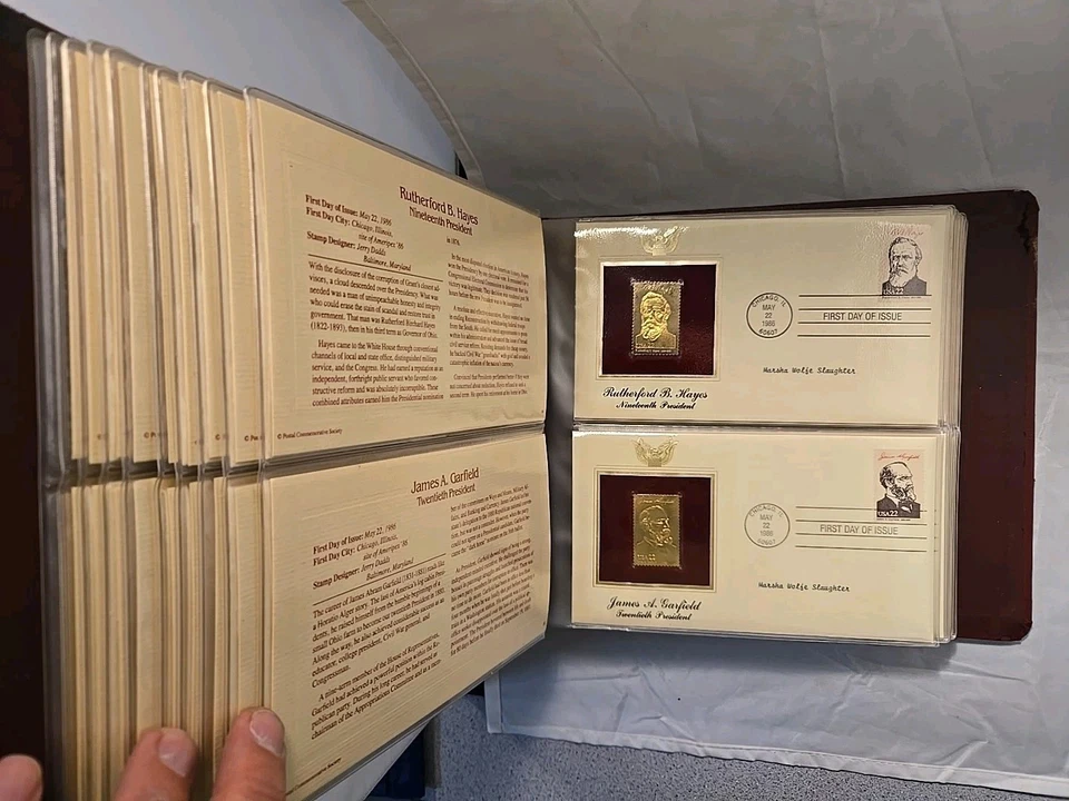 1986年美国总统邮票黄金复制品完整22k黄金套装 — 第 3/4 张图片