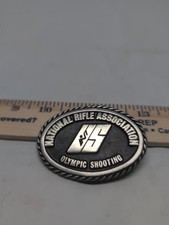 Belt Buckle National Rifle Assn NRA Olympic Shooting Gun Pilgrim Pewter VTG