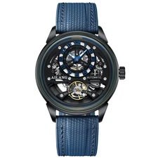 AILANG Men's Skeleton Silicone Luminous Tourbillon Automatic Mechanical Watch