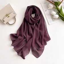 2025 Women Chiffon Hijab Scarf Premium Chiffon Muslim Hijabs Plain Good Stitchin