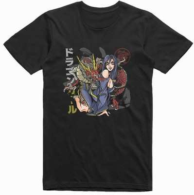 Anime T Shirt Dragon Girl Manga Japanese Geek Regular Fit Tee Sizes S 5XL