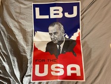 LBJ For USA Original 1964 Presidential Poster Lyndon Johnson 13" X 21"