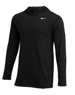 Men's Nike CJ1696-010 Dri-FIT Long Sleeve Hoodie Training Shirt, Black, X-Large