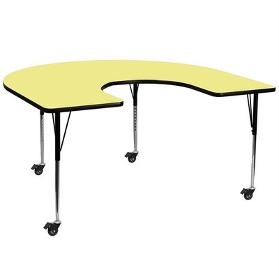 Bowery Hill 31'' x 66'' Horseshoe-Shaped Mobile Activity Table in Yellow