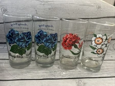 VTG Brockway Flower of Month Glass January September December Carnation You Pick