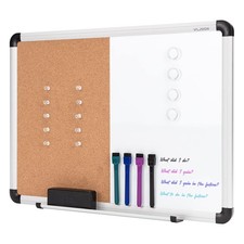 White Board and Cork Board Combination, 17" x 23" Dry Erase Board and Corkboa...