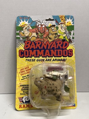 VINTAGE 1989 PLAYMATES BARNYARD COMMANDOS COMMODORE FLEECE CARDIGAN+SWAMP READ