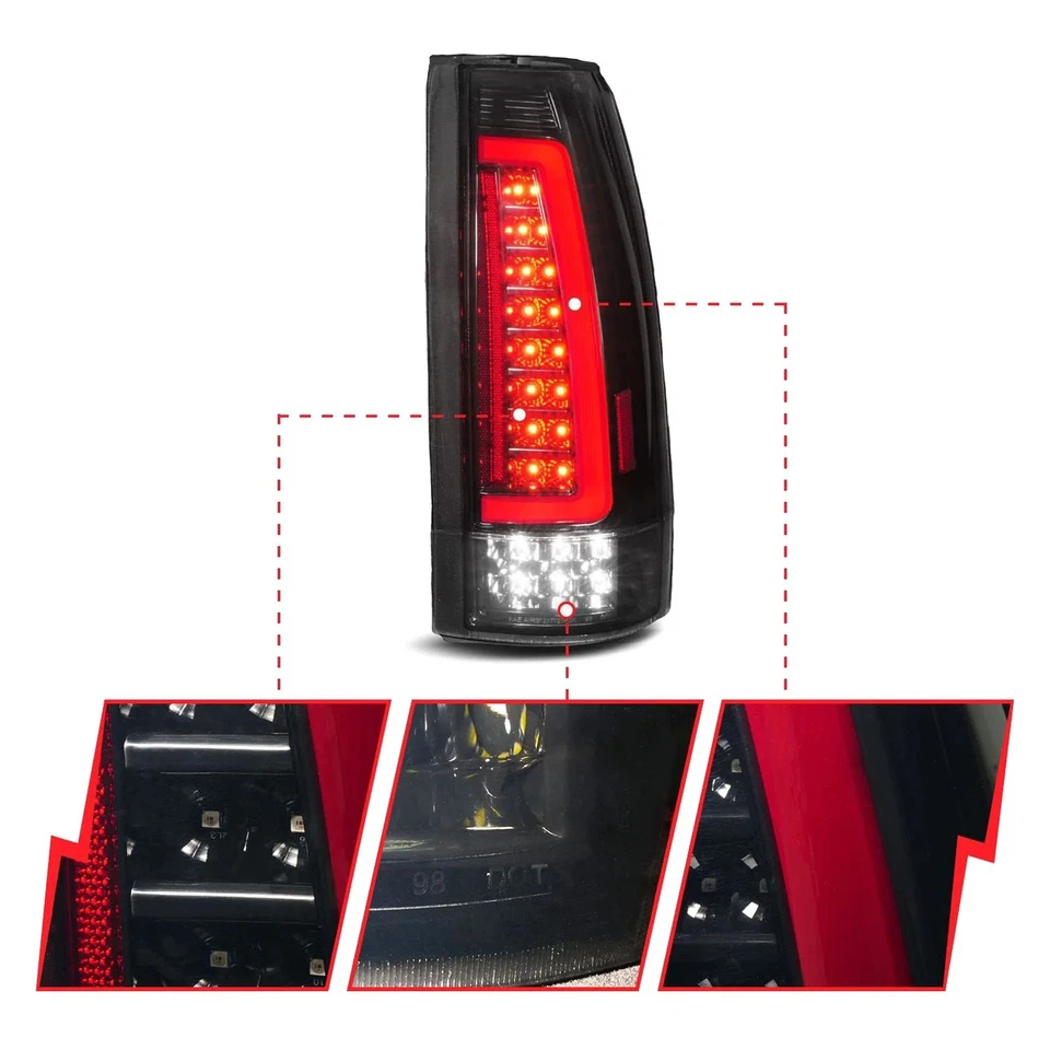 For Chevy Tahoe 95-00 Tail Lights Driver & Passenger Side Black/Smoke Sequential Foto 2 de 4
