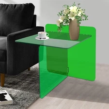 Acrylic Side Table, End Table, Free Standing Green Modern Bedside Table