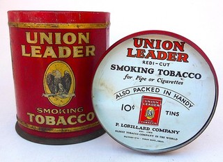 Vintage UNION LEADER Smoking Tobacco Round Tin W/Lid