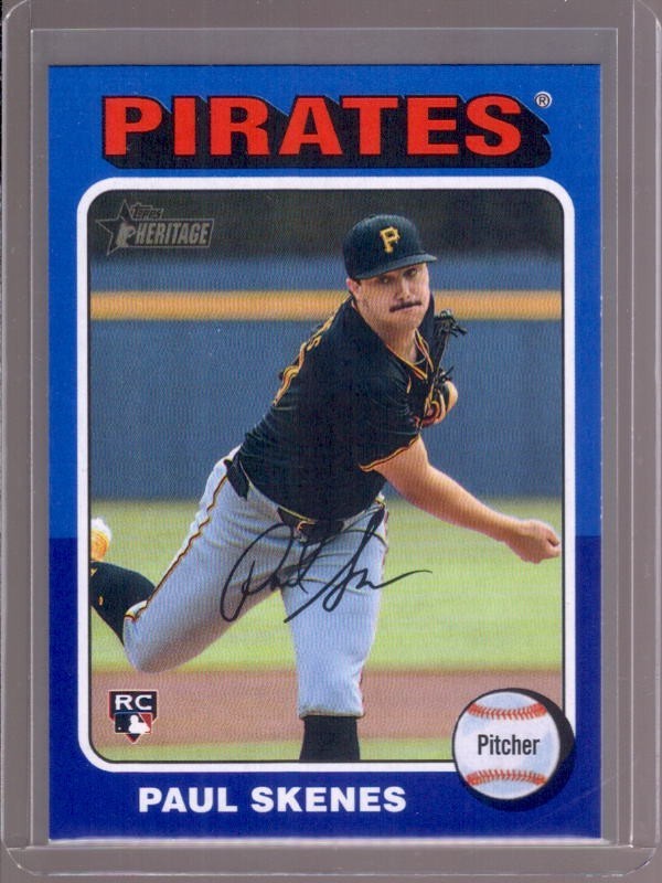 PAUL SKENES 2024 Topps Heritage High Number #594 Dark Blue Border Rookie RC