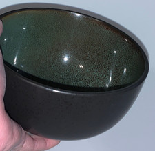 HOME TRENDS Rave Green Bowl Interior Soup Cereal with Darker Black on exterior