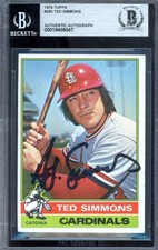 Ted Simmons Beckett BAS Signed 1976 Topps Autograph Cardinals