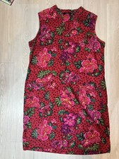 Isle Collection Dress Shift Pink Linen Blend Floral Summer UK 12