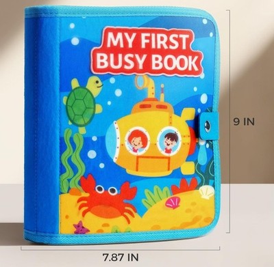 Evoceler Busy Book, Busy Board with Fishing Game & Coloring Page, Montessori Toy