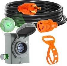 30 Amp Generator Cord and Power Inlet Box,L5-30p to L14-30r 30 Amp 3 to 4 Pron..