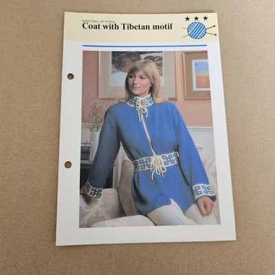 Knitting In Style Mantel mit Tibet Motiv Strickmuster Hamlyn 80er Jahre Vintage 