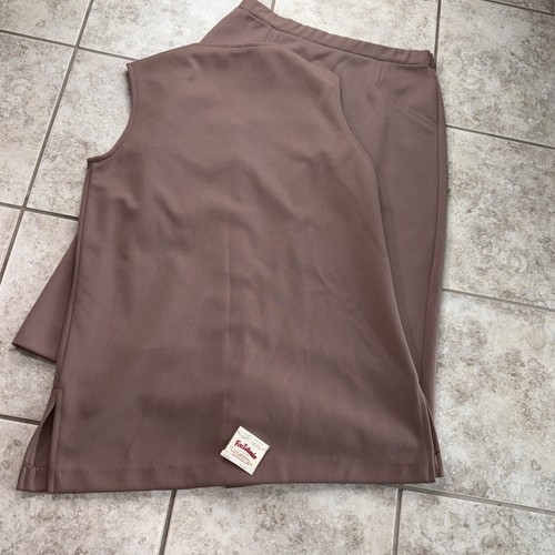 NWT Vintage 70s Women's Skirt & Vest FIRE ISLANDER Tan Brown 9/10 - Picture 8 of 12