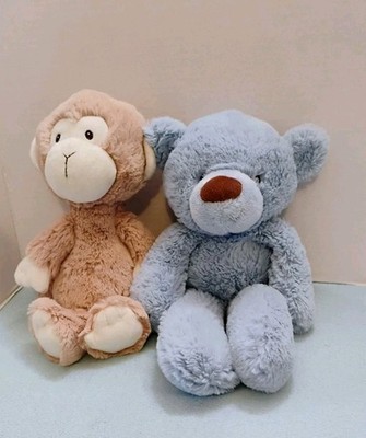 2 Baby GUND  Lil Fuzzy Blue  Teddy Bear & Monkey Stuffed Animal Plush Toys