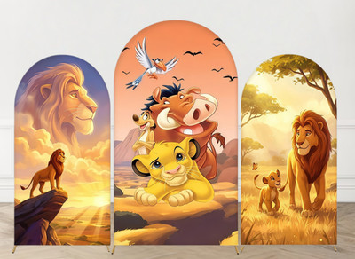Lion King Arch Backdrop Cover Simba Kids Birthday Party Photo Background Prop