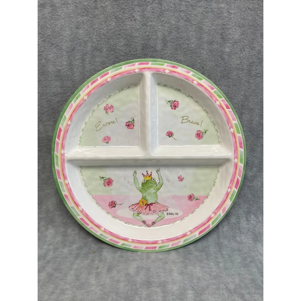 Bailarina Baby Cie Plate Rana Dividida Encore Bravo Rosa Verde Comer Comidas Foto 3 de 4