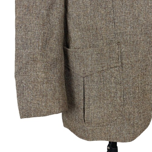 70’s Tweed Blazer Jacket 44S Back Belt Patch Pocket Brown Vintage - Picture 5 of 8