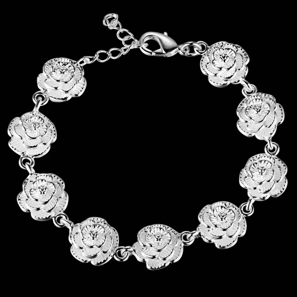 SILVER925 ROSE DESIGN BRACELET/ブレスレット Amazon.com: TIRHTYPLSU Vintage Rose Flower S925 Bracelet