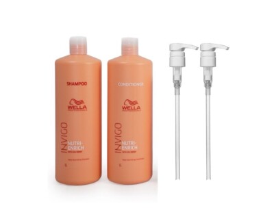(2 PACK)Wella Invigo Nutri-Enrich Deep Nourishing Shampoo&Conditioner Duo w/PUMP