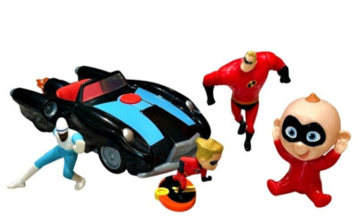 Incredibles Action Figure Lot 8 Inch Incredimobile Disney Pixar Cake Toppers