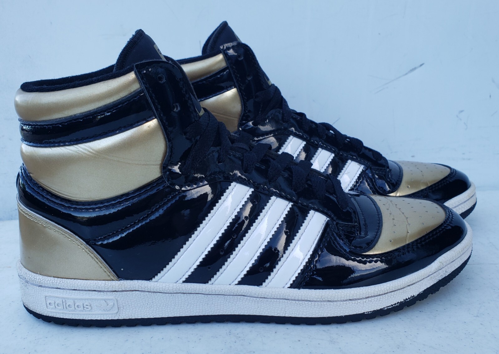 Adidas Originals 'Top Ten' Gold u0026 Black Hi Top Sneakers - FX7873 - Size 10  | eBay