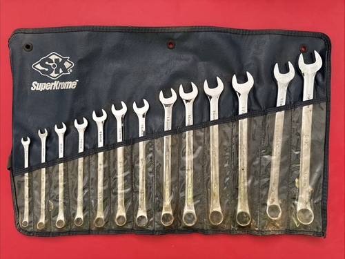 S-K Tools USA 13 Pc 6 Pt Super Krome Metric 7 - 19mm Combination Wrench Set READ