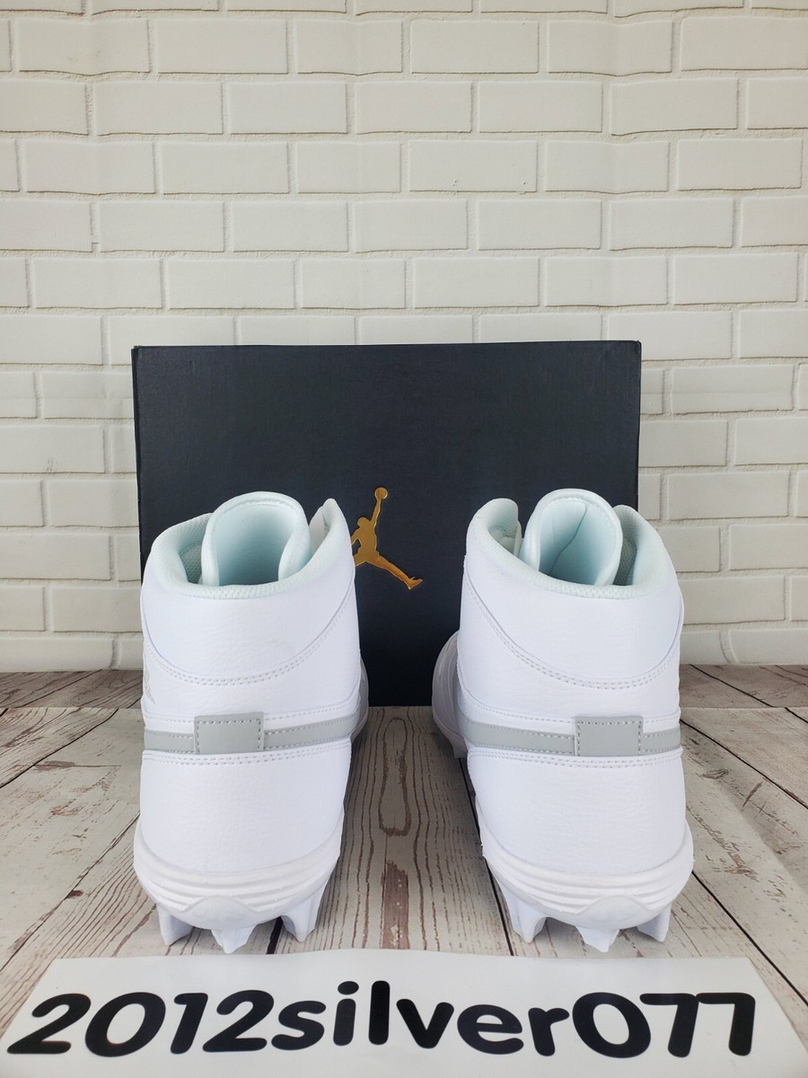 Nike Air Jordan 1 Mid TD Football Cleats White Grey Fog FJ6805-101