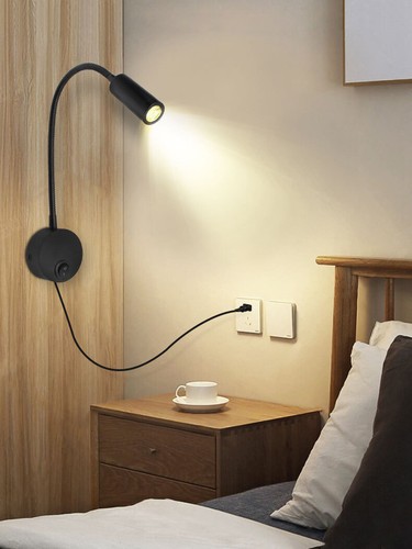 Flexible Pipe 3W LED Wall Fixture Reading Lamp Picture Light Button + Plug Store - Picture 2 of 26