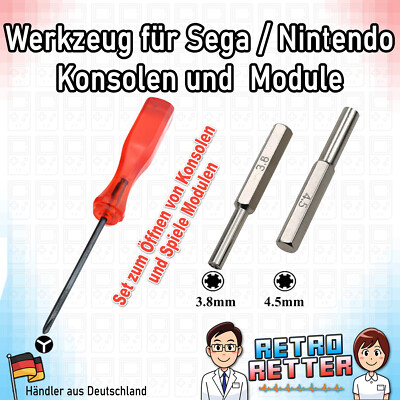 Y-Schraubendreher + 3,8 / 4,5 mm Bit- Nintendo & Sega Konsolen Gehäuse + Module
