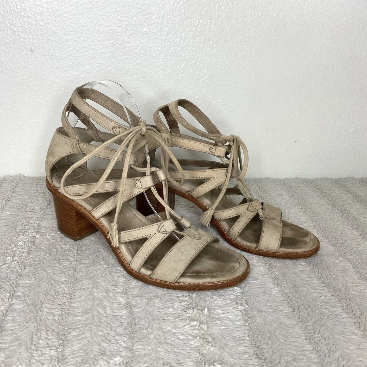 Frye Women s 8 Brielle Gladiator Heels Strappy Ankle Tie Suede