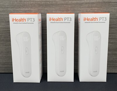 (X 3) iHealth No-Touch Forehead Thermometer Digital Infrared PT3 New