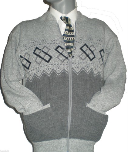 Pattern Zip Up Zipper Cardigan Cardigans cardi jumper S M L XL 2XL - Picture 5 of 10