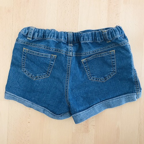 YD Kids Girls Blue Denim Jeans Shorts 7 / 8 Cotton Stretch Adjustable Waist - Picture 4 of 6