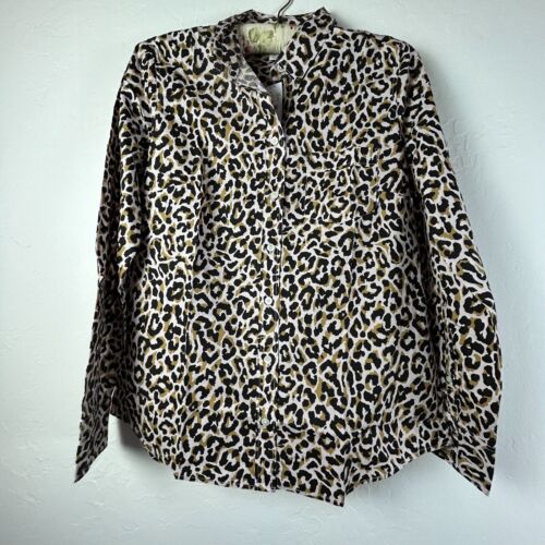 J Crew Womens Long Sleeve Button Down Shirt Size Medium Animal Print AL500 New
