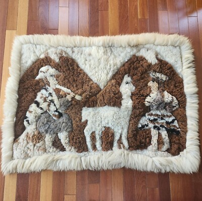 Vintage Peruvian Alpaca Wool Large Tapestry Rug/Hanging Wall