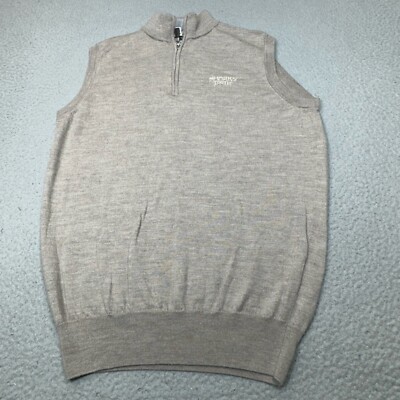 Peter Millar Vest Men Medium Beige Engineered Zip Golf Merino