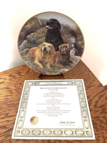 Lab Dog Plate Franklin Mint Limited Edition Beloved Companions Nigel Hemming COA