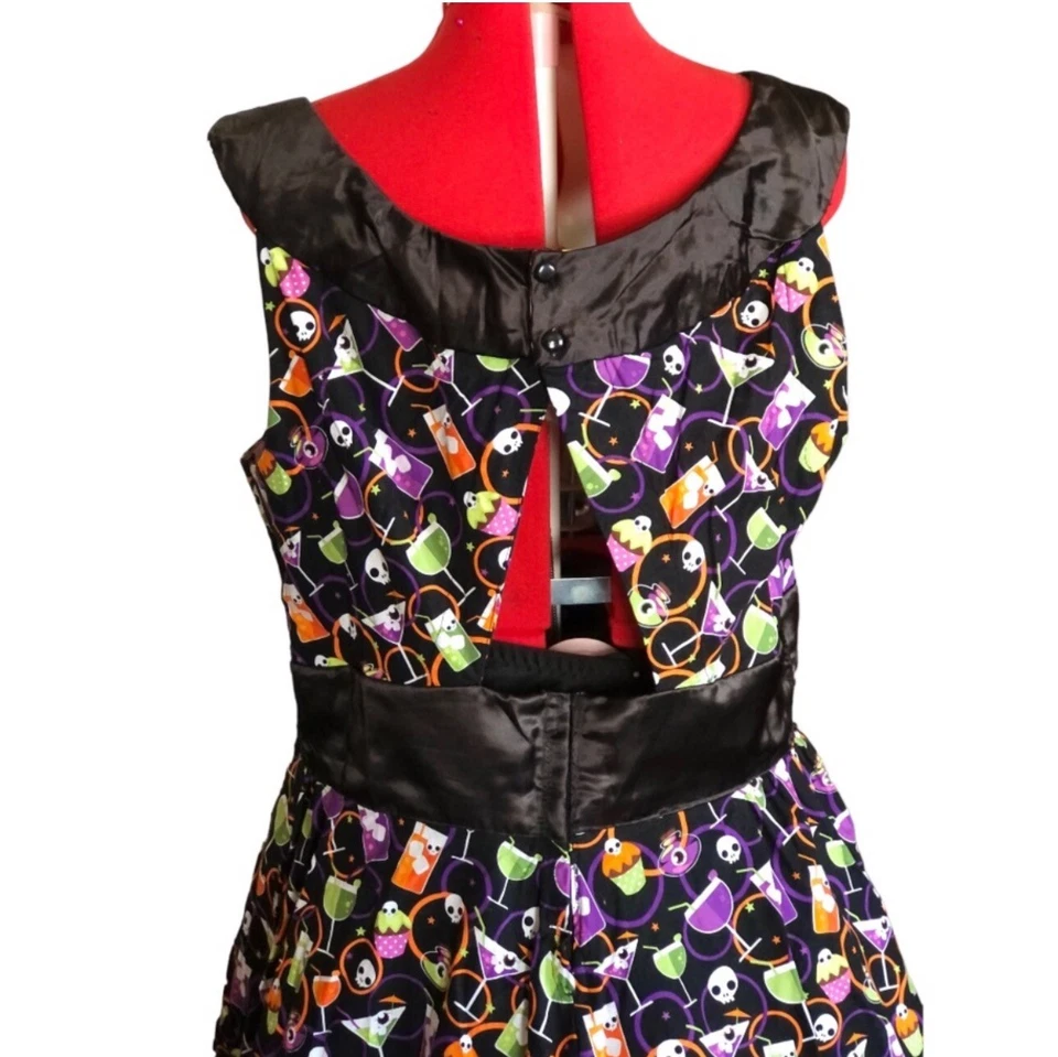 Toxic Martini Vintage Retro Halloween Dress Womens 2X Black Satin - Image 4 of 4