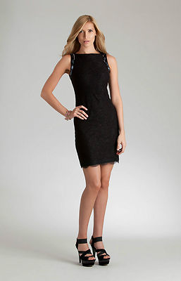 Hale Bob Black Beaded Sleeveless Fitted Lace Dress XS NWT 2DCY6091 | eBay