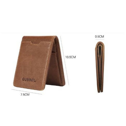 Mini Genuine Leather Slim Wallet RFID Blocking Small Card Holder Front Pocket - Picture 3 of 14