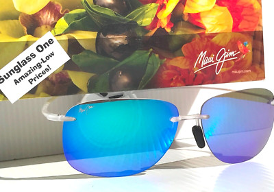 NEW Maui Jim HIKINA Matte Crystal POLARIZED Hawaii Blue Lens