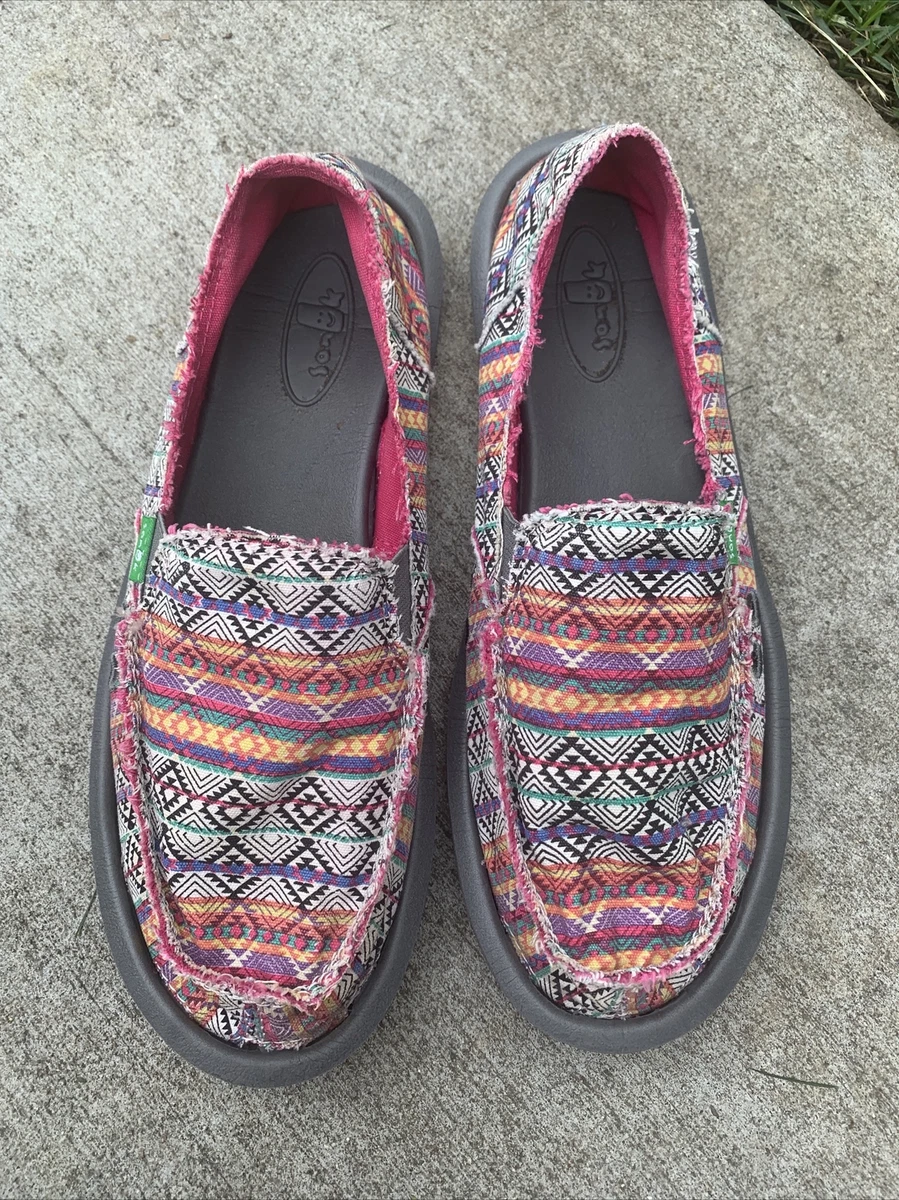 SANUK Donna Tribal Southwest Aztec Geo Shoes Multicolored Women's Size 7