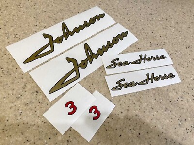 Johnson Sea Horse 3 HP Vintage Outboard Motor Decals Vinyl + FREE Shipping