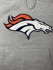 Reebok M Denver Broncos Gray Hoodie Sweatshirt Logo Y2K Nice Pics: Minor Flaws